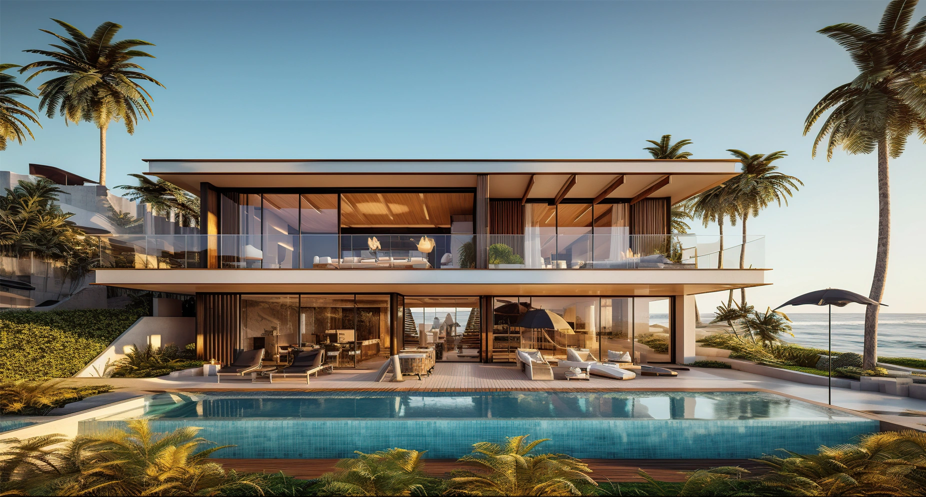 Modern beachfront luxury villa with private pool and sea view – Kemet Prime Properties